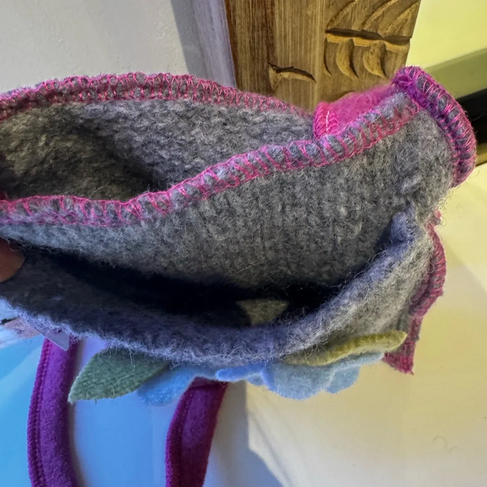 OOAK 100% Cashmere Handmade Gray and Pink Wool Bag and Bunny